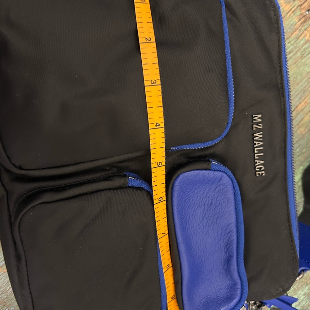 MZ Wallace Bowery Pocket Black and Cobalt Blue Crossbody Bag - Picture 16 of 16